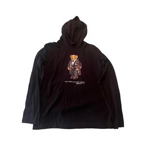 Polo Bear By Ralph Lauren Black Long Sleeve Shirt Hoodie Size Mens Medium